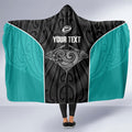 Custom New Zealand Stingray Oztag Hooded Blanket Tag Rugby Maori Pattern Black Version