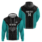 Custom New Zealand Stingray Oztag Hoodie Tag Rugby Maori Pattern Black Version