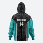 Custom New Zealand Stingray Oztag Hoodie Tag Rugby Maori Pattern Black Version