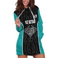 Custom New Zealand Stingray Oztag Hoodie Dress Tag Rugby Maori Pattern Black Version