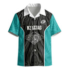 Custom New Zealand Stingray Oztag Kid Hawaiian Shirt Tag Rugby Maori Pattern Black Version