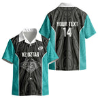 Custom New Zealand Stingray Oztag Kid Hawaiian Shirt Tag Rugby Maori Pattern Black Version