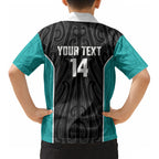 Custom New Zealand Stingray Oztag Kid Hawaiian Shirt Tag Rugby Maori Pattern Black Version