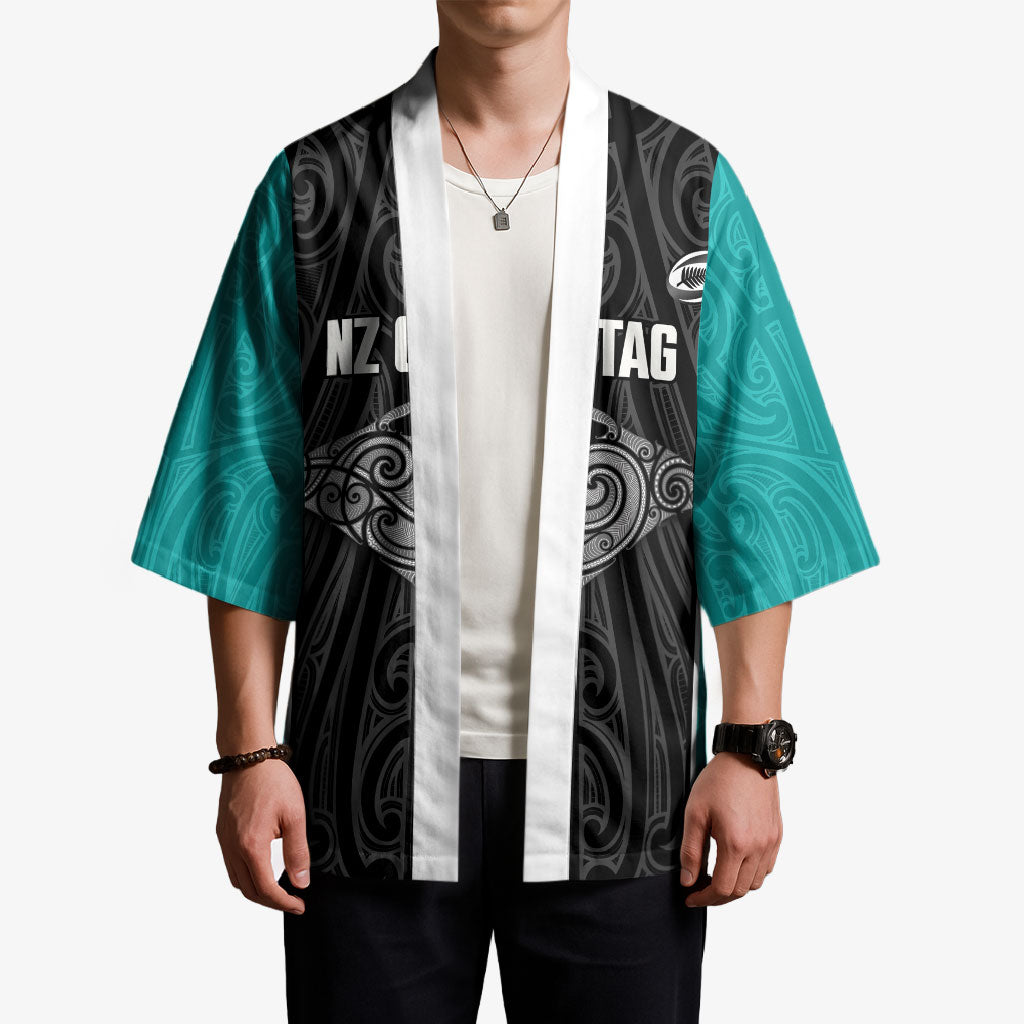 Custom New Zealand Stingray Oztag Kimono Tag Rugby Maori Pattern Black Version