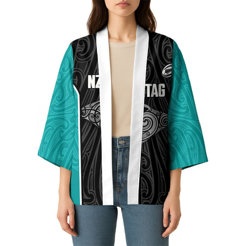 Custom New Zealand Stingray Oztag Kimono Tag Rugby Maori Pattern Black Version