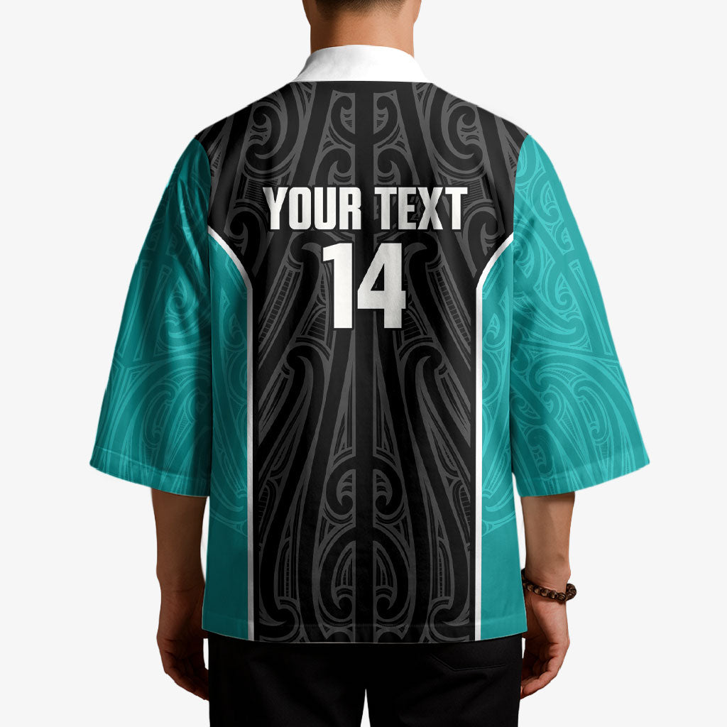 Custom New Zealand Stingray Oztag Kimono Tag Rugby Maori Pattern Black Version