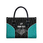Custom New Zealand Stingray Oztag Leather Bag Tag Rugby Maori Pattern Black Version