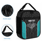 Custom New Zealand Stingray Oztag Lunch Bag Tag Rugby Maori Pattern Black Version