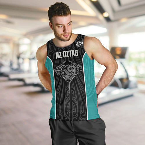 Custom New Zealand Stingray Oztag Men Tank Top Tag Rugby Maori Pattern Black Version