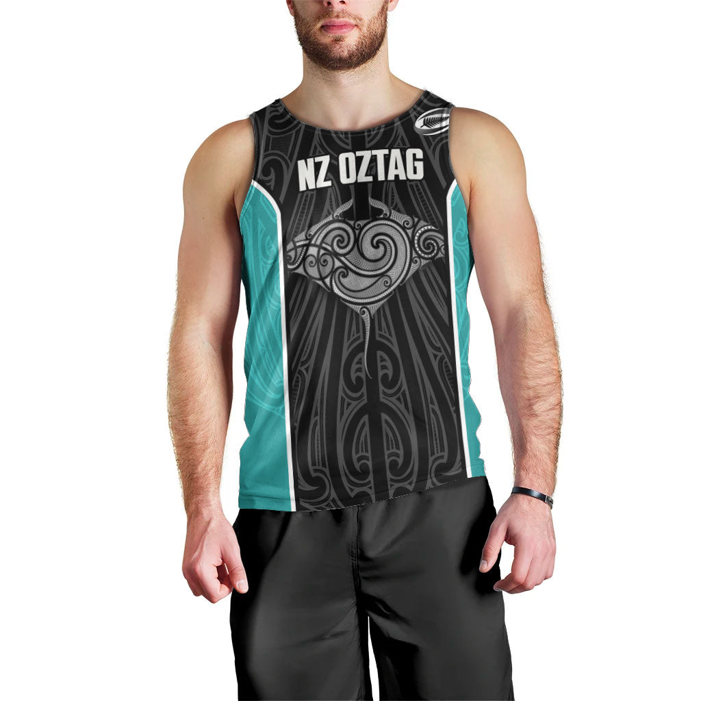 Custom New Zealand Stingray Oztag Men Tank Top Tag Rugby Maori Pattern Black Version