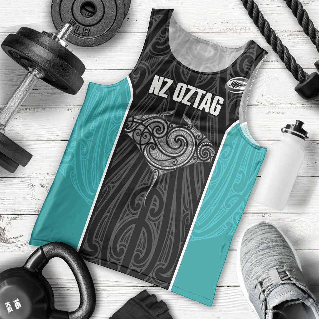 Custom New Zealand Stingray Oztag Men Tank Top Tag Rugby Maori Pattern Black Version