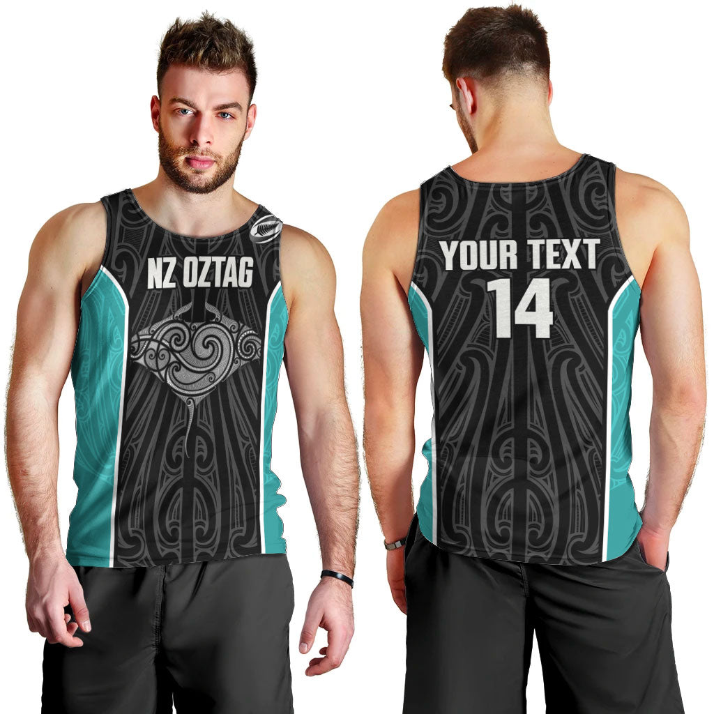 Custom New Zealand Stingray Oztag Men Tank Top Tag Rugby Maori Pattern Black Version