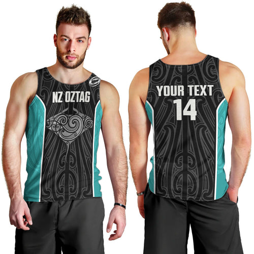 Custom New Zealand Stingray Oztag Men Tank Top Tag Rugby Maori Pattern Black Version