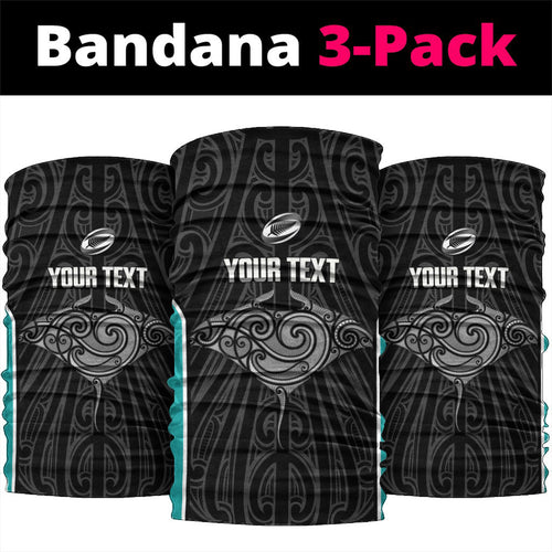 Custom New Zealand Stingray Oztag Neck Gaiter Tag Rugby Maori Pattern Black Version