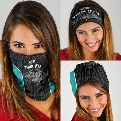 Custom New Zealand Stingray Oztag Neck Gaiter Tag Rugby Maori Pattern Black Version