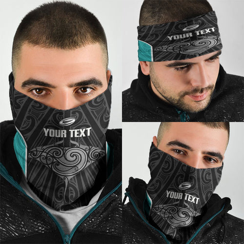 Custom New Zealand Stingray Oztag Neck Gaiter Tag Rugby Maori Pattern Black Version
