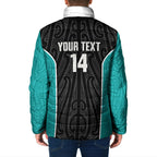 Custom New Zealand Stingray Oztag Padded Jacket Tag Rugby Maori Pattern Black Version