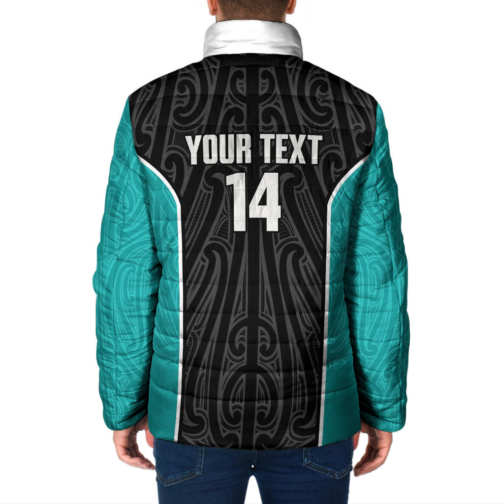 Custom New Zealand Stingray Oztag Padded Jacket Tag Rugby Maori Pattern Black Version