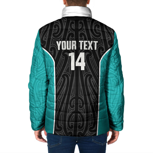 Custom New Zealand Stingray Oztag Padded Jacket Tag Rugby Maori Pattern Black Version