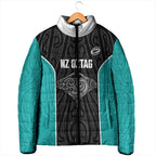 Custom New Zealand Stingray Oztag Padded Jacket Tag Rugby Maori Pattern Black Version