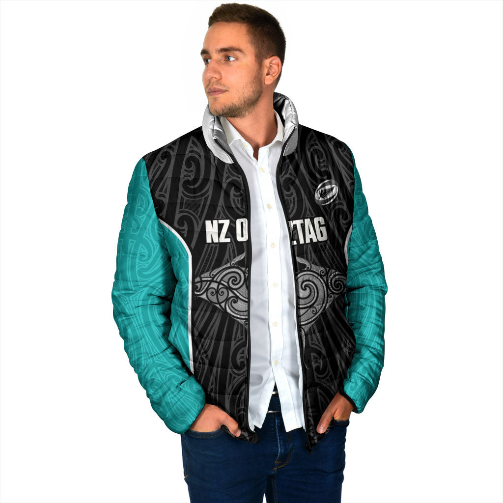 Custom New Zealand Stingray Oztag Padded Jacket Tag Rugby Maori Pattern Black Version