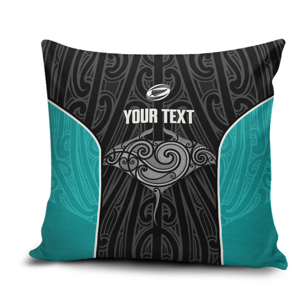 Custom New Zealand Stingray Oztag Pillow Cover Tag Rugby Maori Pattern Black Version