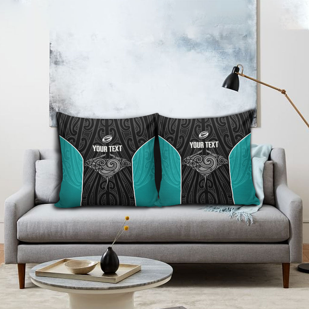 Custom New Zealand Stingray Oztag Pillow Cover Tag Rugby Maori Pattern Black Version