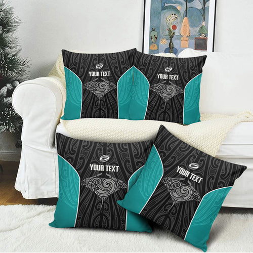 Custom New Zealand Stingray Oztag Pillow Cover Tag Rugby Maori Pattern Black Version