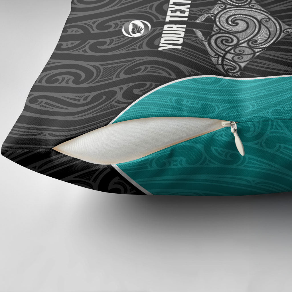 Custom New Zealand Stingray Oztag Pillow Cover Tag Rugby Maori Pattern Black Version