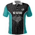 Custom New Zealand Stingray Oztag Polo Shirt Tag Rugby Maori Pattern Black Version