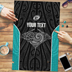 Custom New Zealand Stingray Oztag Puzzle Tag Rugby Maori Pattern Black Version
