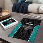 Custom New Zealand Stingray Oztag Puzzle Tag Rugby Maori Pattern Black Version