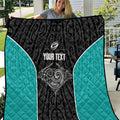 Custom New Zealand Stingray Oztag Quilt Tag Rugby Maori Pattern Black Version