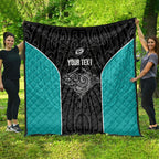 Custom New Zealand Stingray Oztag Quilt Tag Rugby Maori Pattern Black Version