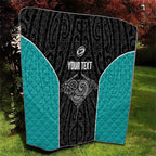 Custom New Zealand Stingray Oztag Quilt Tag Rugby Maori Pattern Black Version