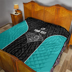 Custom New Zealand Stingray Oztag Quilt Tag Rugby Maori Pattern Black Version