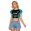 Custom New Zealand Stingray Oztag Raglan Cropped T Shirt Tag Rugby Maori Pattern Black Version