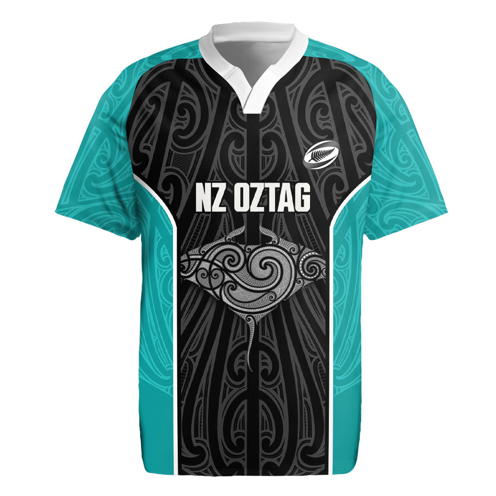 Custom New Zealand Stingray Oztag Rugby Jersey Tag Rugby Maori Pattern Black Version