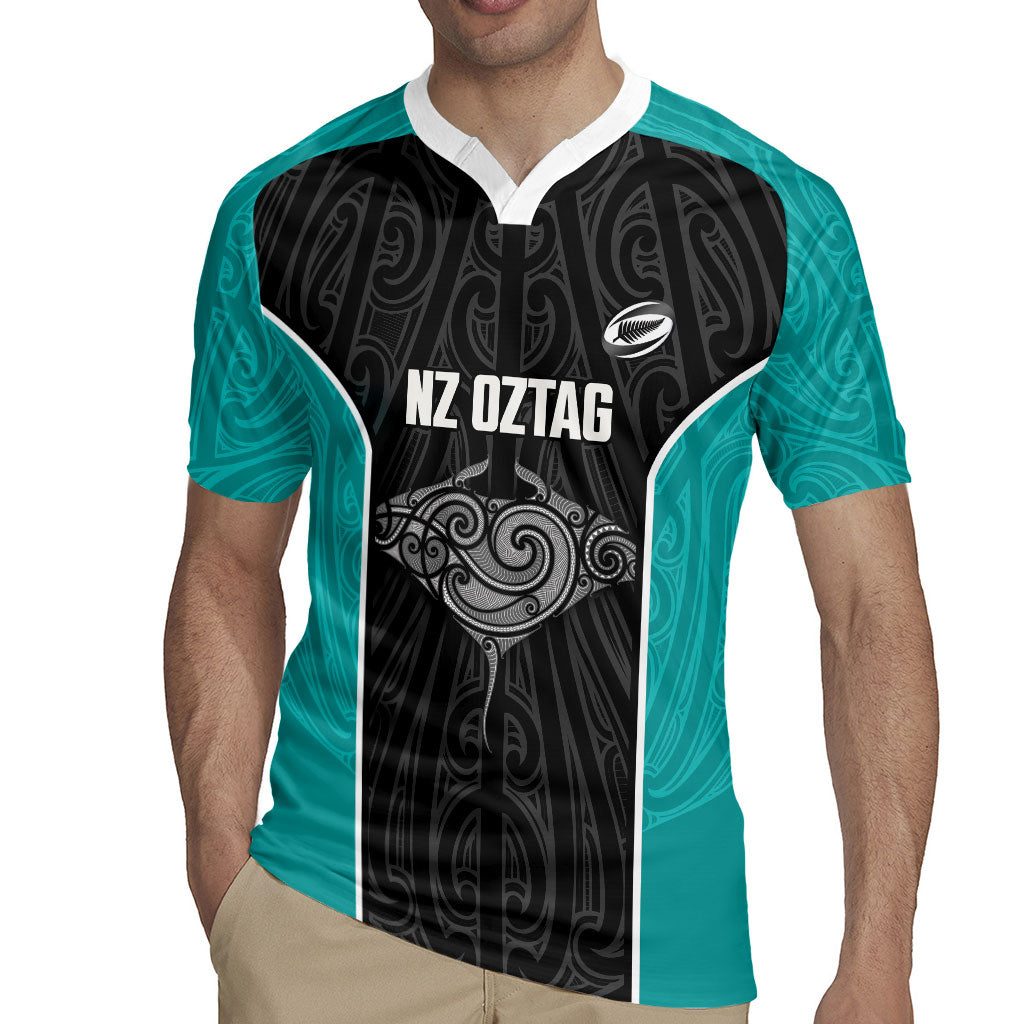 Custom New Zealand Stingray Oztag Rugby Jersey Tag Rugby Maori Pattern Black Version