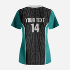 Custom New Zealand Stingray Oztag Scrub Top Tag Rugby Maori Pattern Black Version