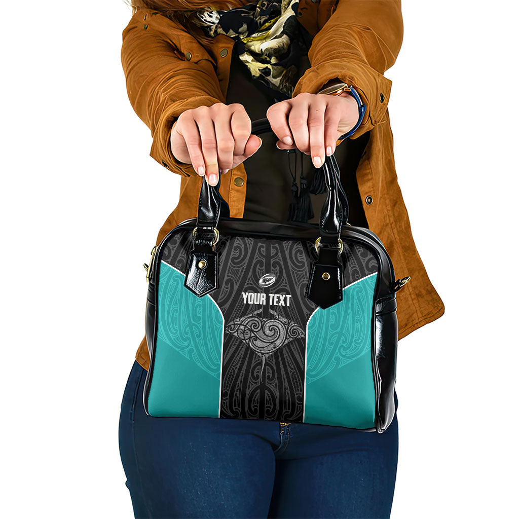 Custom New Zealand Stingray Oztag Shoulder Handbag Tag Rugby Maori Pattern Black Version