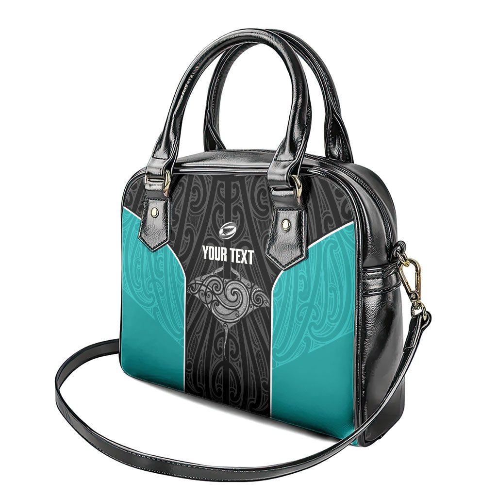 Custom New Zealand Stingray Oztag Shoulder Handbag Tag Rugby Maori Pattern Black Version
