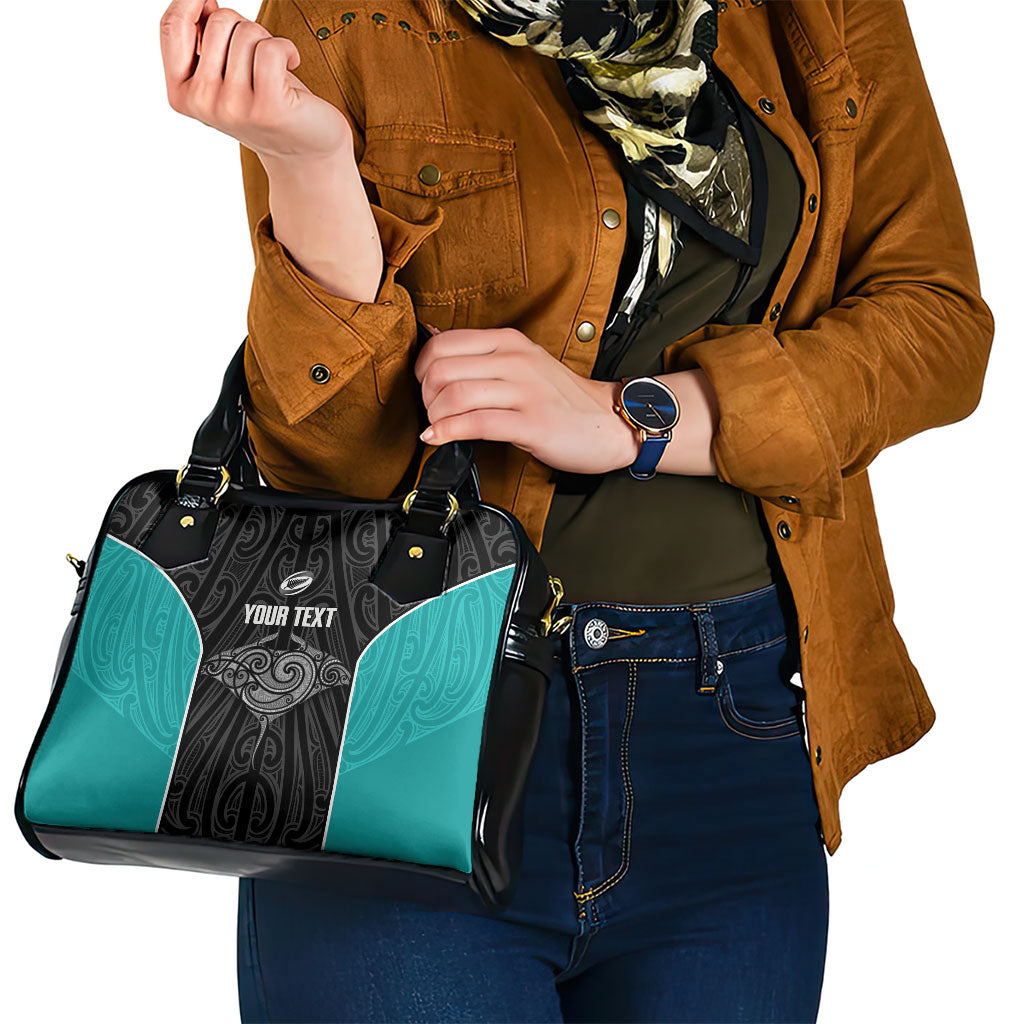 Custom New Zealand Stingray Oztag Shoulder Handbag Tag Rugby Maori Pattern Black Version