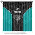 Custom New Zealand Stingray Oztag Shower Curtain Tag Rugby Maori Pattern Black Version