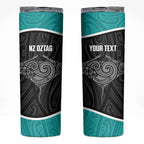 Custom New Zealand Stingray Oztag Skinny Tumbler Tag Rugby Maori Pattern Black Version