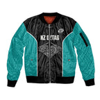 Custom New Zealand Stingray Oztag Sleeve Zip Bomber Jacket Tag Rugby Maori Pattern Black Version