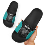 Custom New Zealand Stingray Oztag Slide Sandals Tag Rugby Maori Pattern Black Version