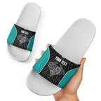 Custom New Zealand Stingray Oztag Slide Sandals Tag Rugby Maori Pattern Black Version