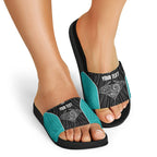 Custom New Zealand Stingray Oztag Slide Sandals Tag Rugby Maori Pattern Black Version