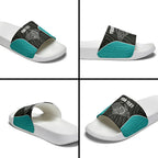 Custom New Zealand Stingray Oztag Slide Sandals Tag Rugby Maori Pattern Black Version